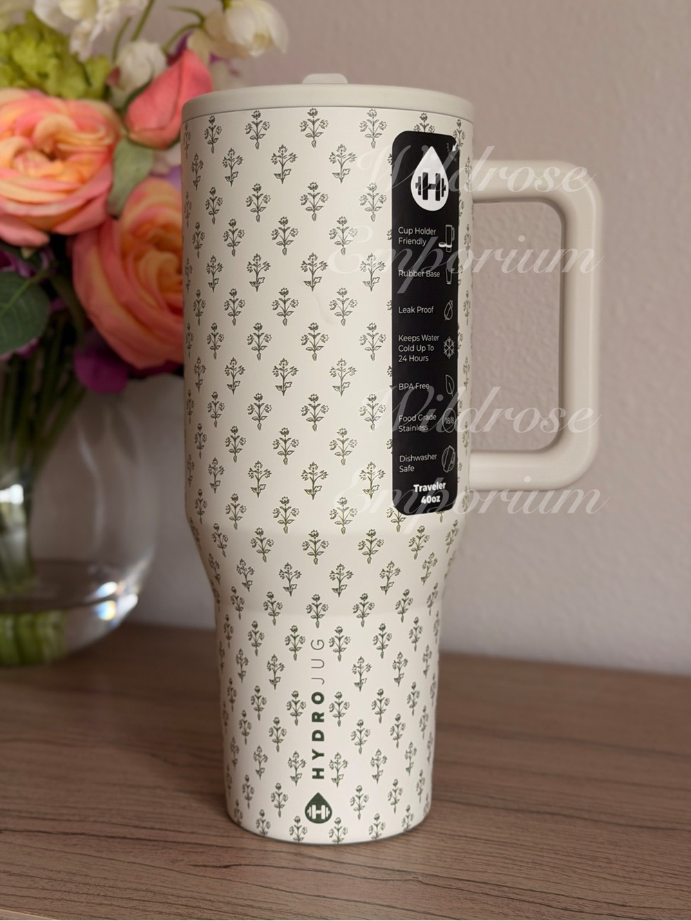 HydroJug magnolia floral bouquet Traveler NWT 40 OZ